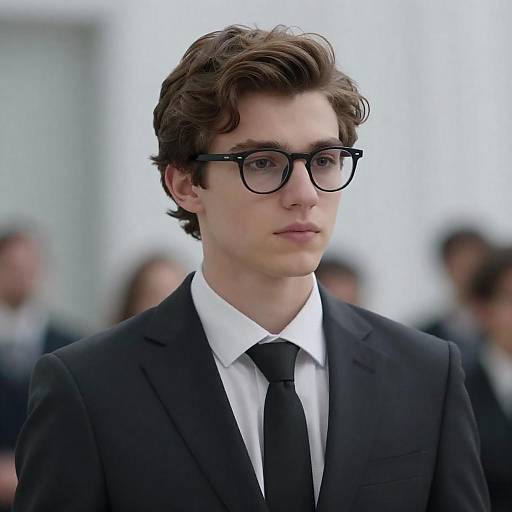Young Man in Suit with Glasses