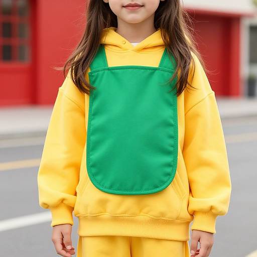 Young Girl in Yellow Hoodie on Street