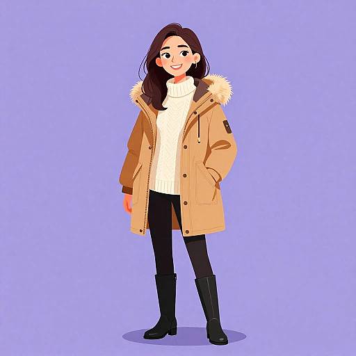 Smiling Woman in Cozy Winterwear