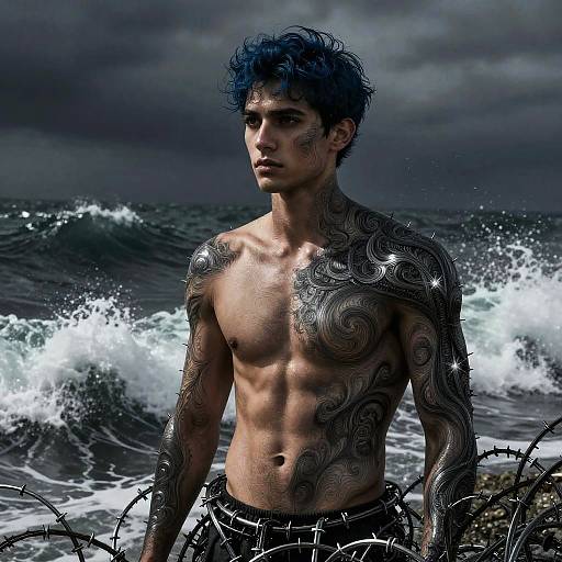 Ocean-Skinned Young Man — Photoreal Portrait