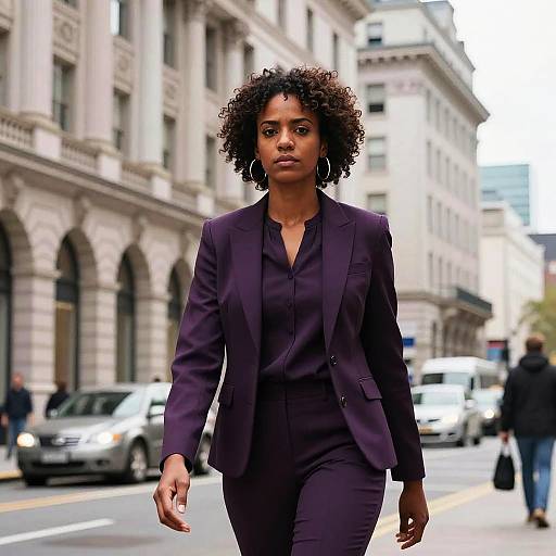 Confident Black Woman Walking Urban Street