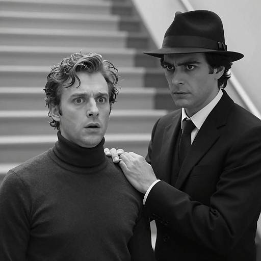 Dramatic Black and White Portrait of Two Men