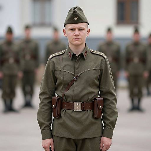 Young Soldier in Russian Military Uniform