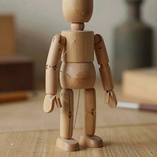 Intricate Wooden Puppet in Vintage Workshop