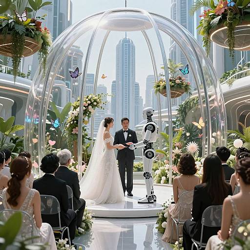 Futuristic AI Wedding Ceremony Dome