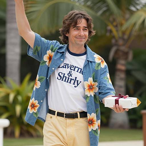 Cheerful Man in Tropical Setting