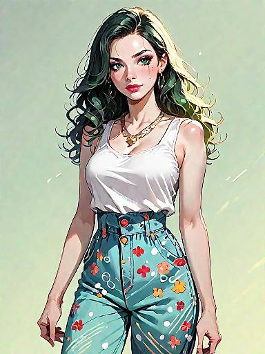 Stylish Woman in Casual Bohemian Outfit