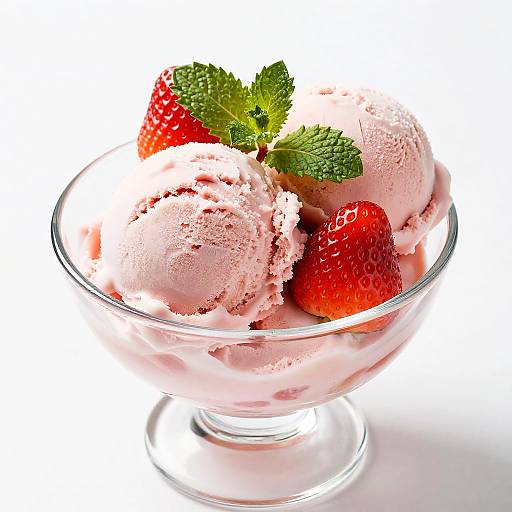 Pink Ice Cream with Strawberries