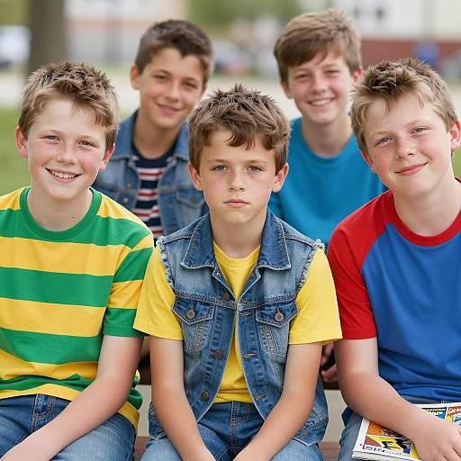 Boys Gathering: Outdoor Photographic Moment