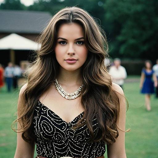 Young Woman in Elegant Dress Outdoors