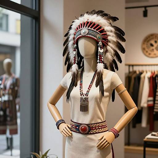 Stylish Mannequin with Native Headdress