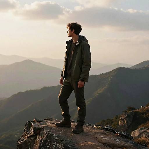 Sigma Male on Misty Mountain Cliff