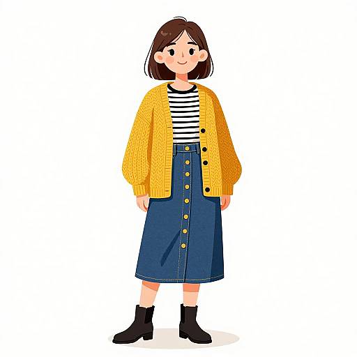 Smiling Woman in Preppy Casual Outfit