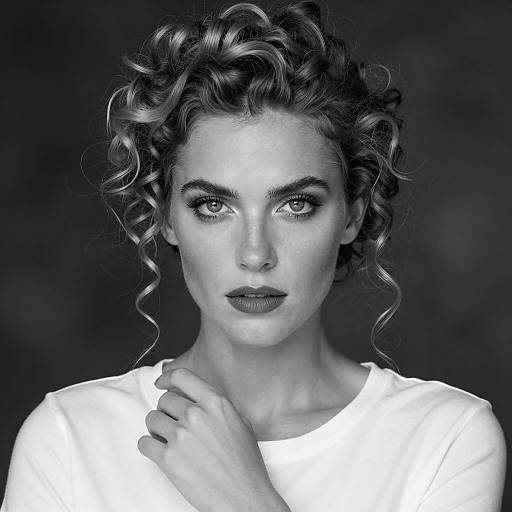 Intense Black-and-White Portrait of Woman