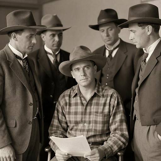 Sepia 1930s Western Men Gathering