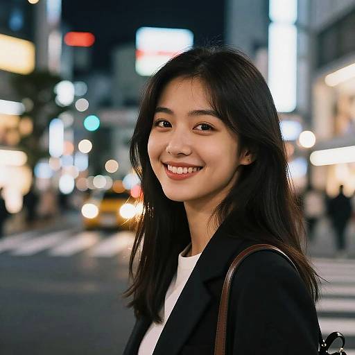Nighttime Tokyo Street Portrait