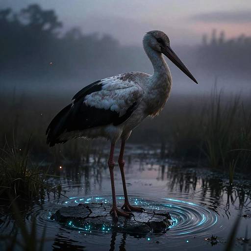 Shadowfen Stork in Mystical Marsh
