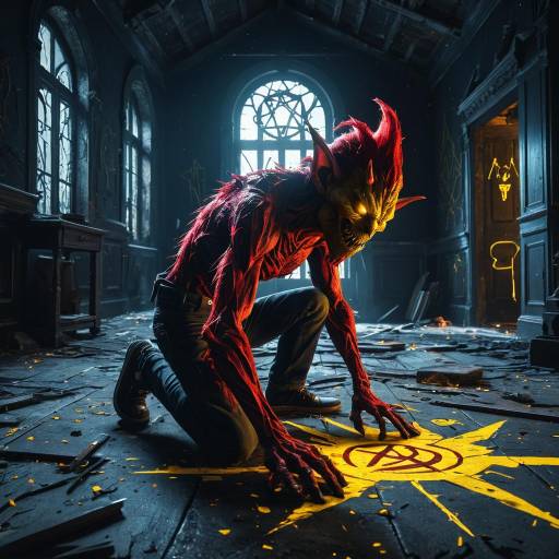 Red Goblin in Haunted House with Yellow Sigil