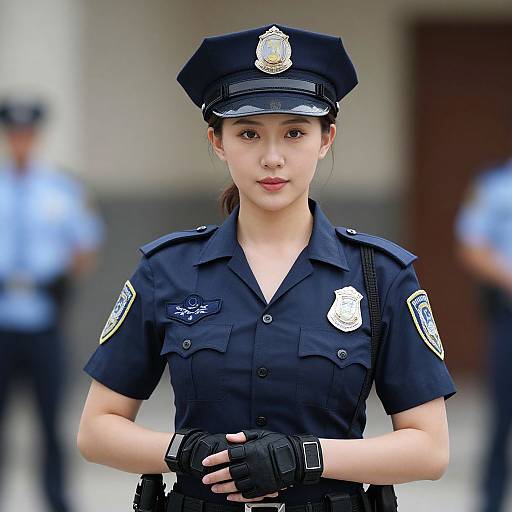 Realistic Policewoman Costume Portrait