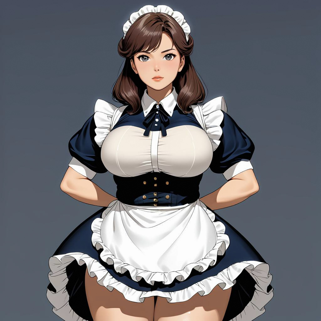 Embarrassed Maid in Elegant Outfit