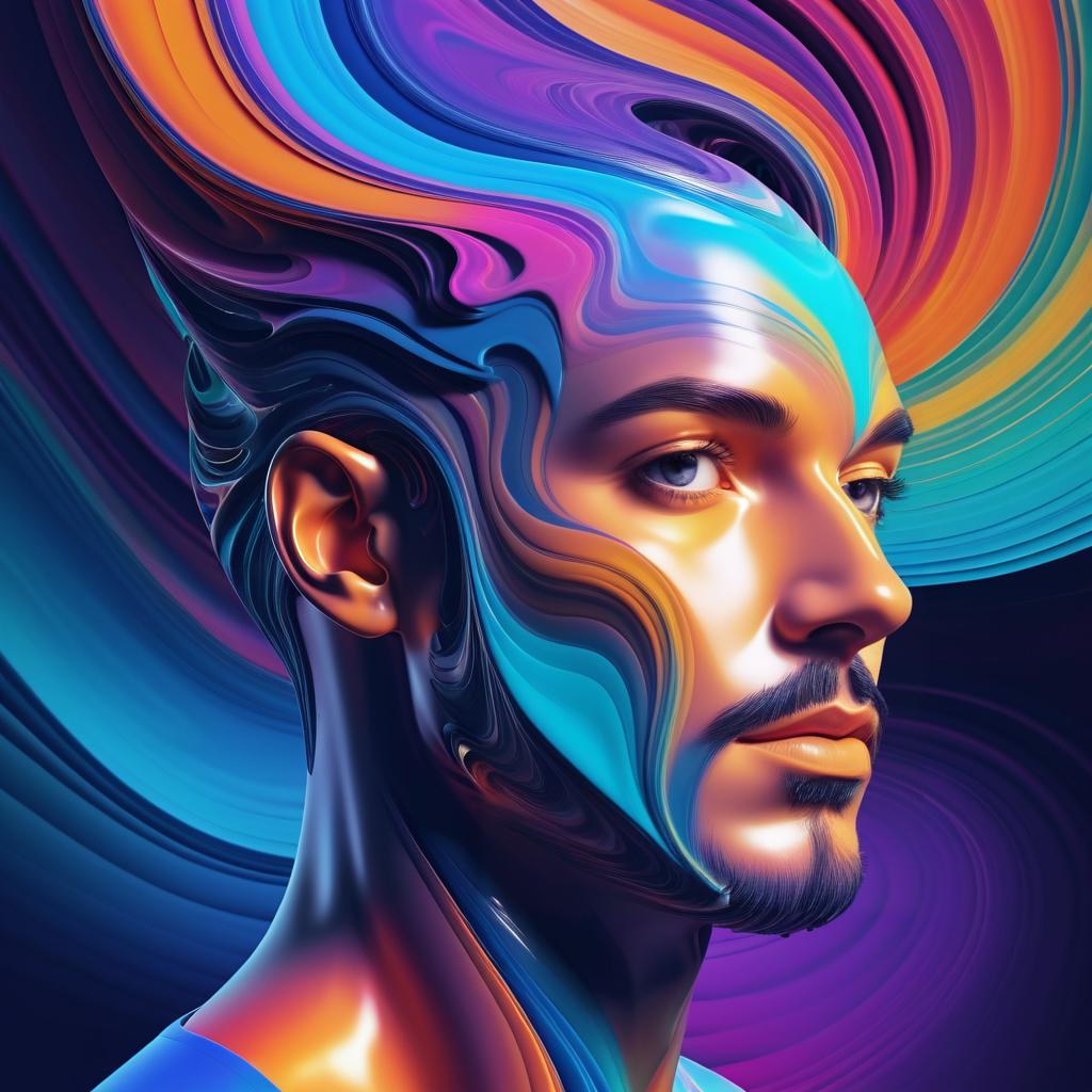 Swirling Colors: Hyper-Realistic Digital Portrait