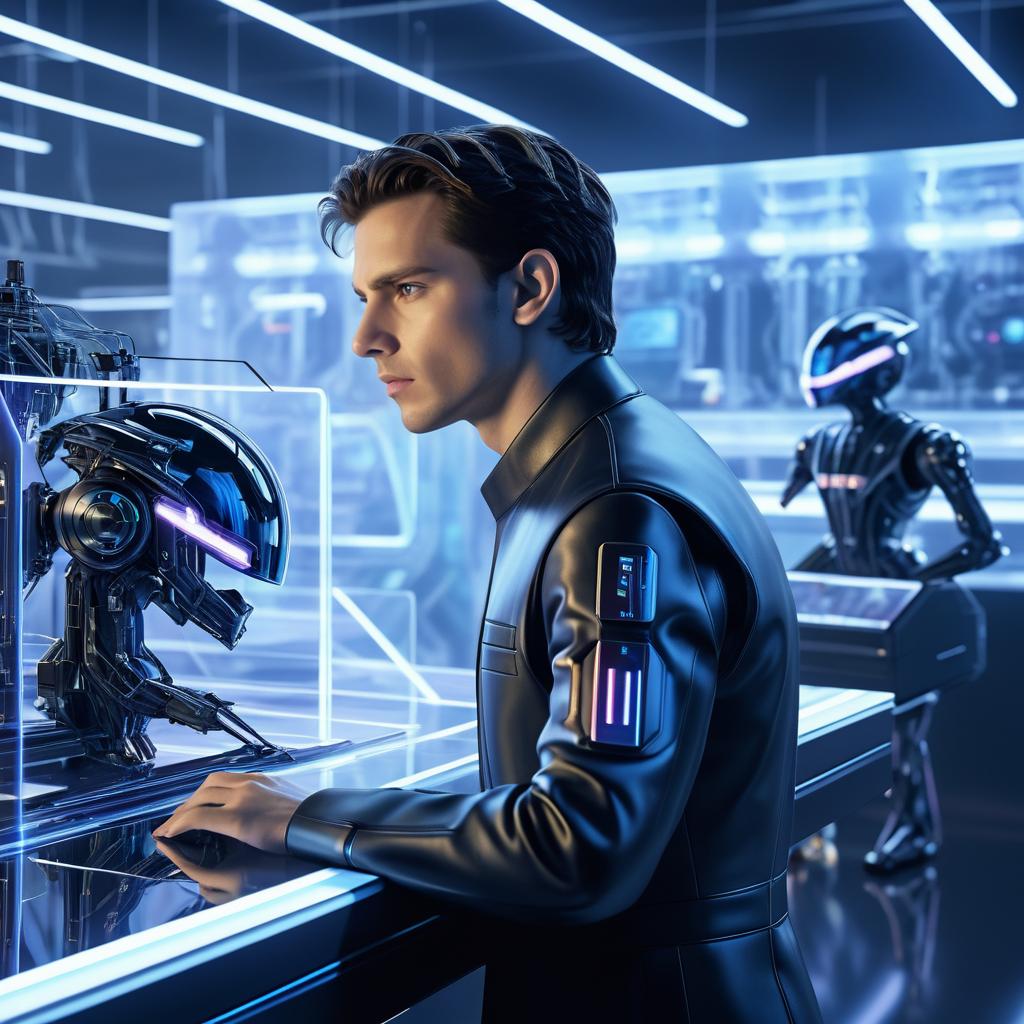 Futuristic Tom Holland Portrait with Robot