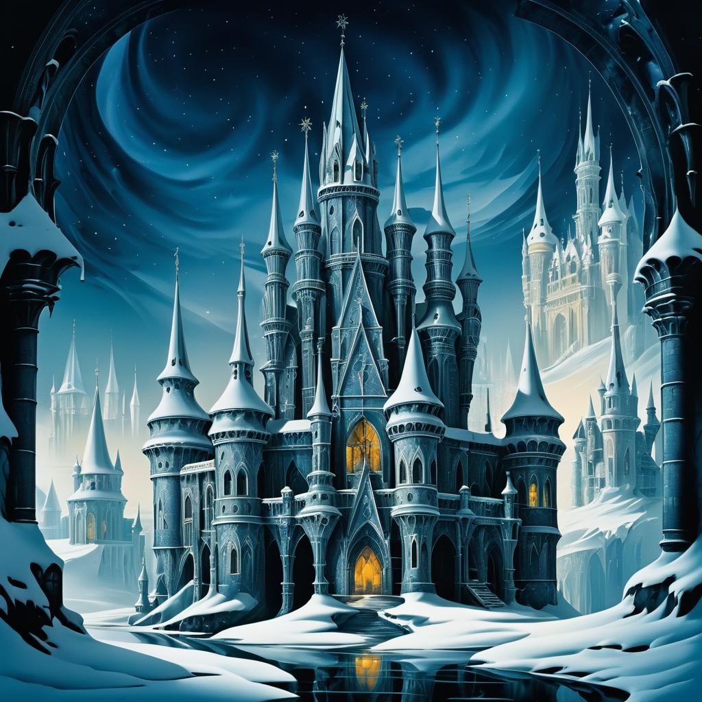 Surreal Snow-Covered Castle Dreams