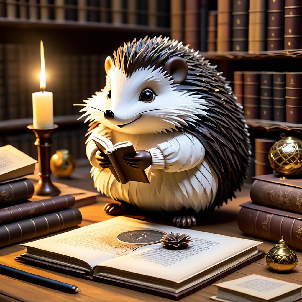 Whimsical Writer Hedgehog at Desk