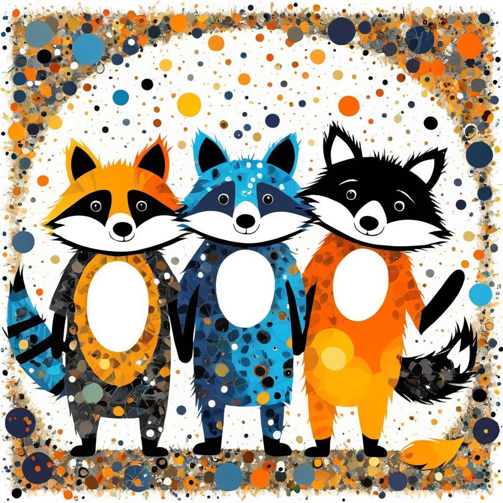 Whimsical Friends: Raccoon, Bear, and Fox