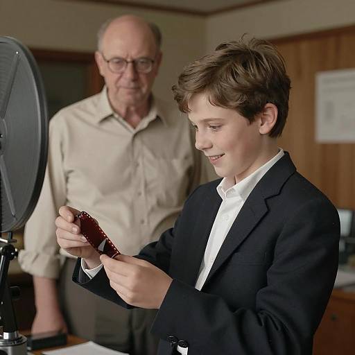 Young Boy Enthralled by Film Memories