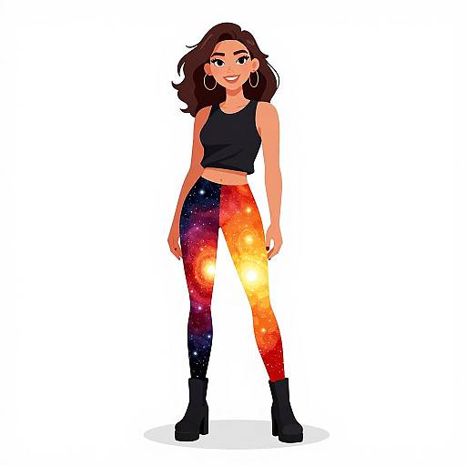 Cosmic Casual Woman with Galaxy Leggings