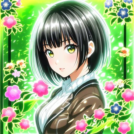 Illustration of Aoyama sumika, original in the style of Nez-box