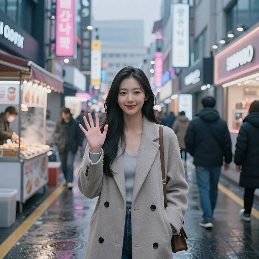 Elegant Streetwear in Neon Seoul