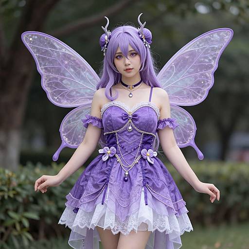 Purple Fairy Cosplay with Butterfly Wings