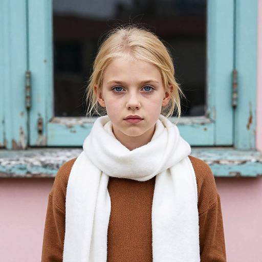 Blonde Girl by Turquoise Window