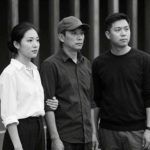 Classic Black and White Portrait of Three