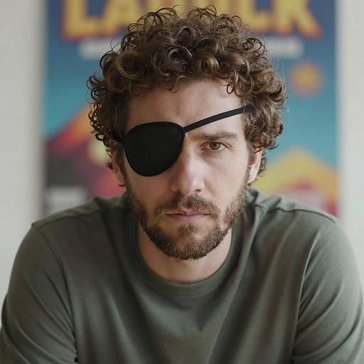 Serious Man with Eyepatch and Green Shirt