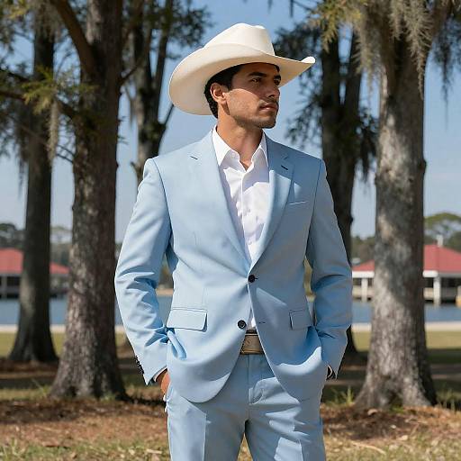 Stylish Man Amidst Cypress Trees