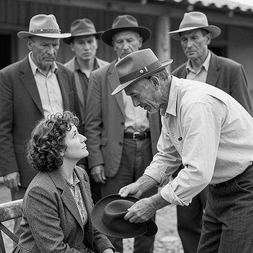 Rustic Black-and-White Group Portrait