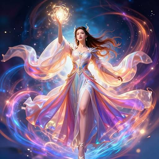 Powerful Sorceress Casting Spell