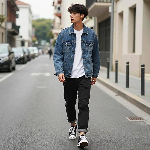 Confident Young Man in Denim Jacket