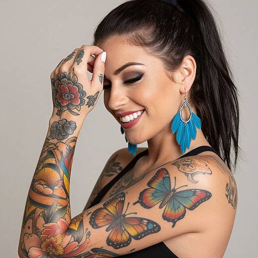 Vibrant Portrait of Tattooed Woman