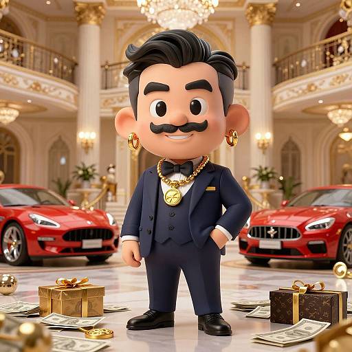 Lavish Rich Guy Cartoon Character