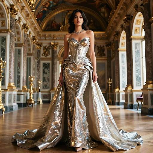 Regal Empress in Metallic Corset Gown