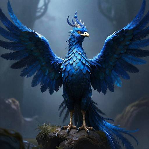 Sapphire Phoenix Sentinel in Mystical Light