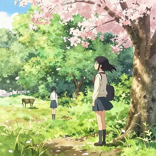 Serene Hyouka Countryside Watercolor Scene
