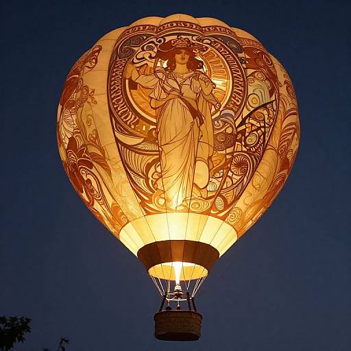 Ethereal Hot Air Balloon in Mucha Style