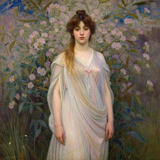 Symbolist Illustration of Serene Woman