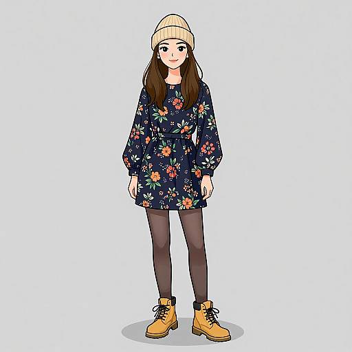 Smiling Woman in Floral Casual Dress