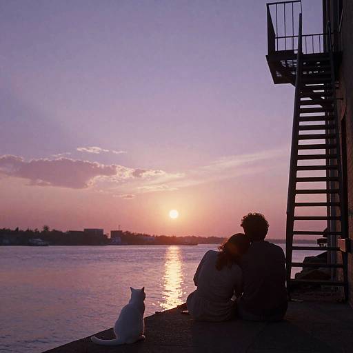 Romantic Sunset on Urban Fire Escape
